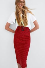 Zara Printed Belted Skirt at Zara