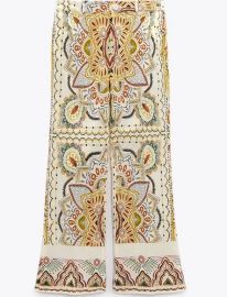 Zara Printed Linen Trousers at Zara