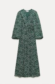 Zara Printed Midi Dress in Green at Zara