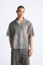 Zara Printed Open Knit Shirt at Zara