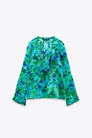 Zara Printed Top with Ruffles at Zara