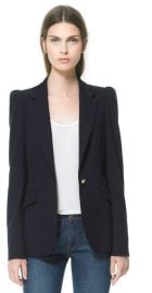 Zara Puff Shoulder Single Breasted Blazer in Navy at Zara