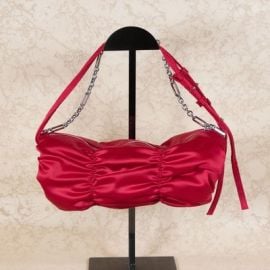 Zara Red Satin Shoulder Bag With Gathered Detail Handbag eBay at eBay