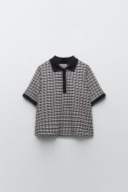 Zara Retro Jacquard Polo Shirt at Zara