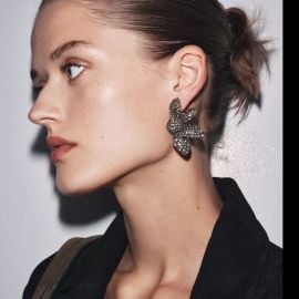 Zara Rhinestone Flower Earrings at Zara