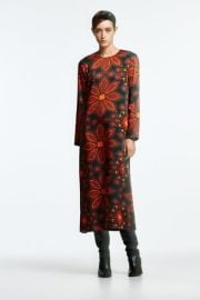 Zara Round Neck Printed Midi Dress at Zara