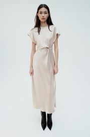 Zara Ruched Waist Satin Effect Midi Dress at Zara