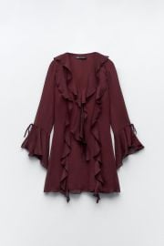 Zara Ruffled Mini Dress in Eggplant at Zara