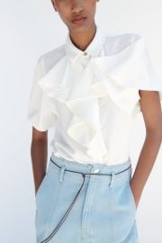 Zara Ruffled Satin Effect Shirt at Zara