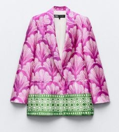 Zara Satin Effect Print Blazer at Zara