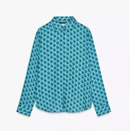 Zara Satin Geometric Print Shirt at Zara