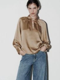 Zara Satin Longsleeved Blouse at Zara