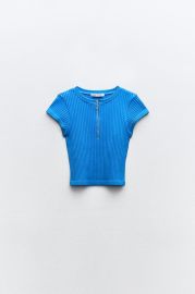 Zara Seamless Zippered Top in Blue at Zara