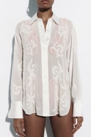 Zara Semi Sheer Embroidered Blouse at Zara