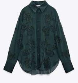 Zara Semi Sheer Embroidered Shirt at Zara