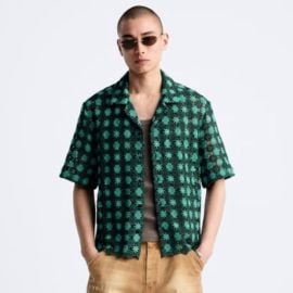 Zara Shirts Zara Green Crochet Textured Shirt Sm Poshmark at Poshmark