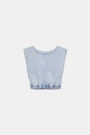 Zara Shoulder Pad Denim Top at Zara