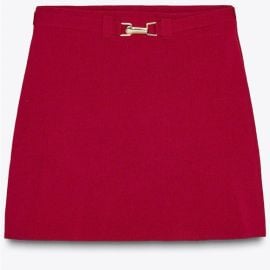 Zara Skirts Zara Belted Knit Mini Skirt Red Poshmark at Poshmark