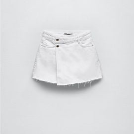 Zara Skirts Zara Denim Skort White Nwts Poshmark at Poshmark