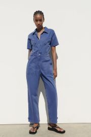 Zara Solid Color TRF Denim Jumpsuit at Zara