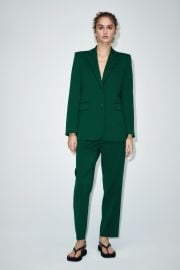 Zara Straight Cut Blazer in Green at Zara