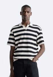 Zara Stripe Textured Polo Shirt at Zara