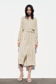 Zara Striped Belted Shirt Dress at Zara