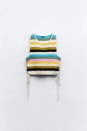 Zara Striped Crocheted Top at Zara