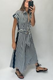 Zara Striped Linen Blend Midi Dress at Zara