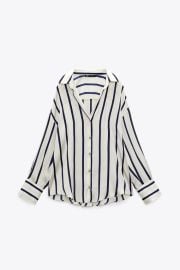 Zara Striped Satin Effect Oversized Shirt at Zara