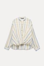 Zara Striped Semi Sheer Metallic Thread Shirt at Zara