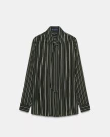 Zara Striped Tie Neck Blouse at Zara