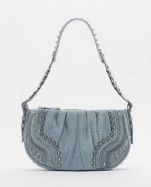 Zara Studded Denim Shoulder Bag at Zara