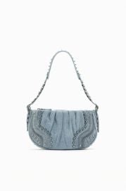 Zara Studded Denim Shoulder Bag at Zara