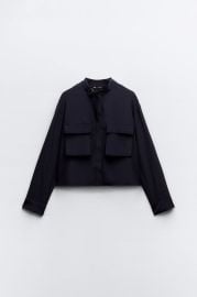 Zara Tabbed Collar Cropped Shirt at Zara