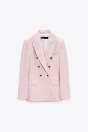 Zara Tailored Double Breasted Blazer in Pink Fuchsia at Zara