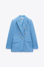 Zara Textured Blazer in Blue at Zara