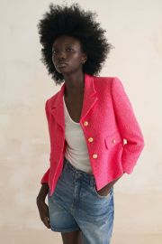 Zara Textured Blazer with Button Details in Fuchsia at Zara