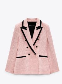 Zara Textured Blazer with Contrasting Piping at Zara