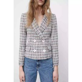 Zara Textured Double Breasted Blazer at eBay