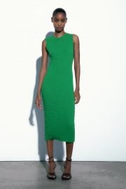 Zara Textured Dress in Green at Zara