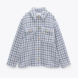 Zara Textured Overshirt with Pearl Buttons at Zara