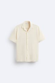 Zara Textured Shirt in Ecru at Zara