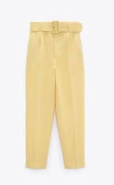 Zara Trousers with Linen Belt at Zara