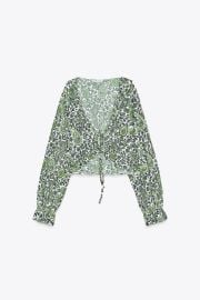 Zara V neck Top with Ruffles at Zara