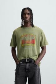 Zara Washed Print Knit T Shirt at Zara