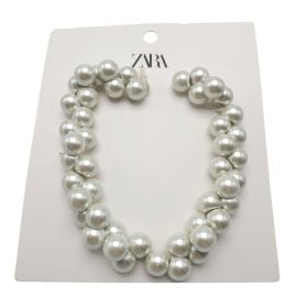 Zara White Faux Pearl Cluster Statement Bubble Club Necklace 18 in at eBay