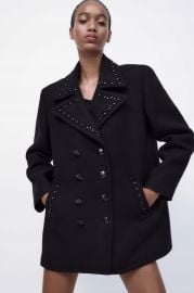 Zara Wool Blend Studded Coat at Zara