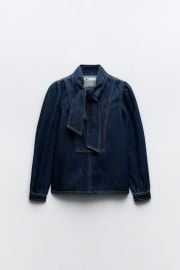 Zara Z1975 Tied Denim Blouse at Zara