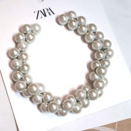 Zara pearl cluster necklace white gray NWT 1011/004 at eBay